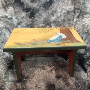 Hand-Painted Folk Art Stool